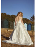 Spaghetti Straps Ivory Pleated Satin Gorgeous Wedding Dress